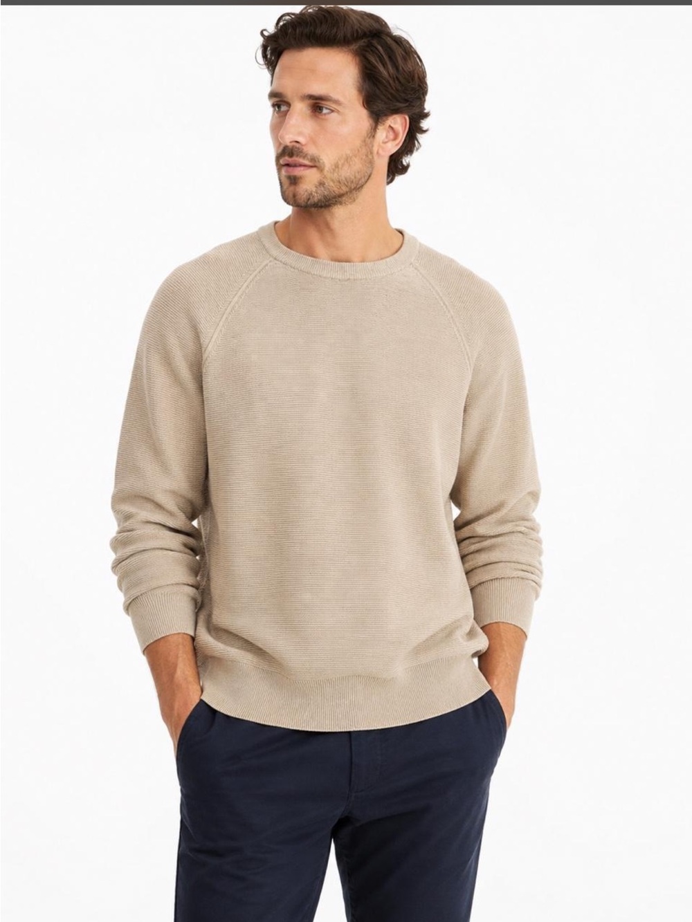 J. Crew Men's Beige Crewneck Sweater